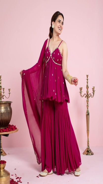 ROSEY | Peplum Style Sharara Suit