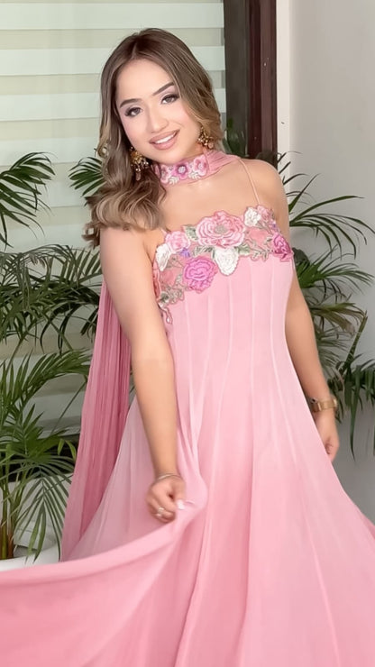 SHAFEENA | Floral Hand-painted Suit Set